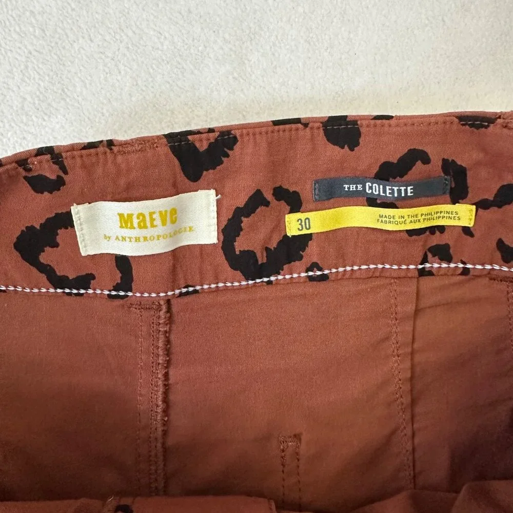 Maeve Anthropologie The Colette Wide Leg Crop Pants Size 30 Cheetah Print - Picture 3 of 11